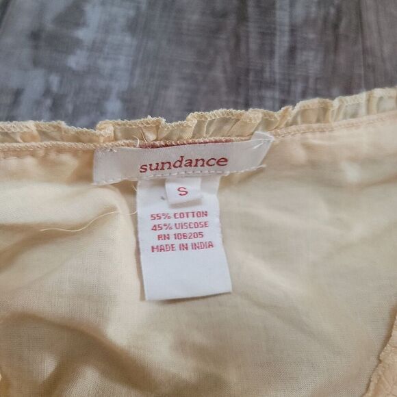 Sundance Yellow Floral Embroidered Peasant Blouse Cotton Size S - Picture 4 of 7